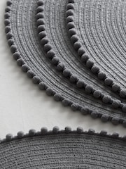 Set of 4 Charcoal Grey Pom Pom Placemats - Image 2 of 3