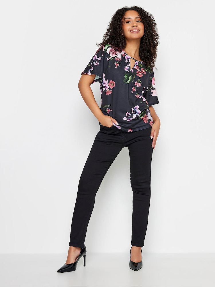 M&Co Petite Keyhole Short Sleeve Top - Bild 2 von 5