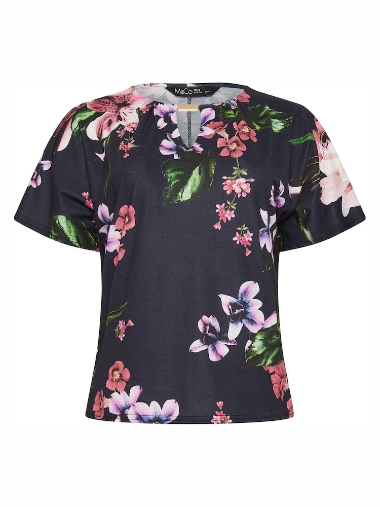 M&Co Petite Keyhole Short Sleeve Top - Bild 5 von 5