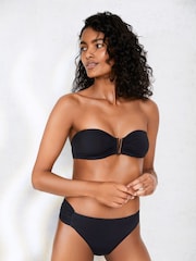 Mint Velvet Black Italian Fabric Non Pad Underwired Bandeau Bikini Top - Image 3 of 7