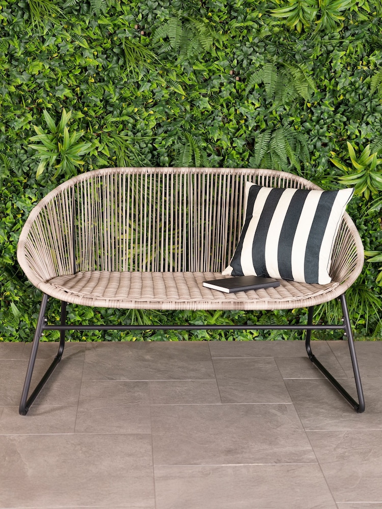 Charles Bentley Grey Zanzibar Garden 2 Seater Bench - Image 1 of 2