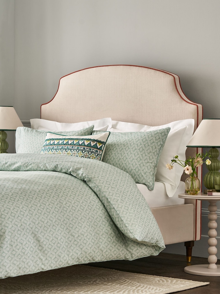 Nina Campbell Aqua Blue Kyoto Duvet Cover and Pillowcase Set - Image 1 of 5