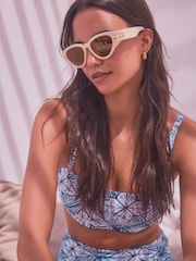 Cream Polarized Pearl Cateye Sunglasses - Image 1 of 5