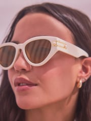 Cream Polarized Pearl Cateye Sunglasses - Image 2 of 5
