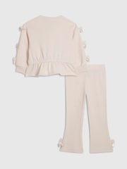 River Island Pink Poetcore Bow Zip Thru Jacket & Joggers Set - Image 2 of 5