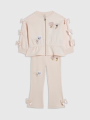 River Island Pink Poetcore Bow Zip Thru Jacket & Joggers Set - Image 3 of 5