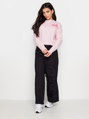 PixieGirl Petite Pink Paris Slogan Cropped Sweatshirt - Image 3 of 7
