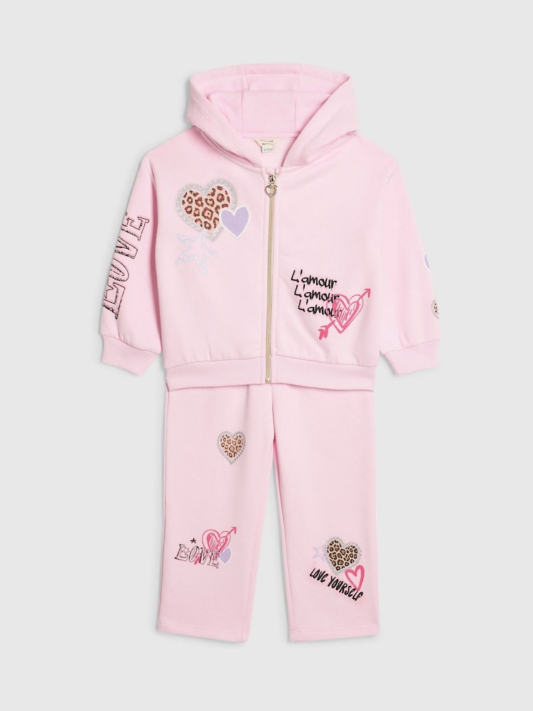River Island Graffiti Zip Hoodie & Wide Leg Joggers Set - Bilde 1 av 5