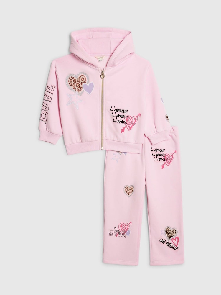 River Island Graffiti Zip Hoodie & Wide Leg Joggers Set - Bilde 2 av 5