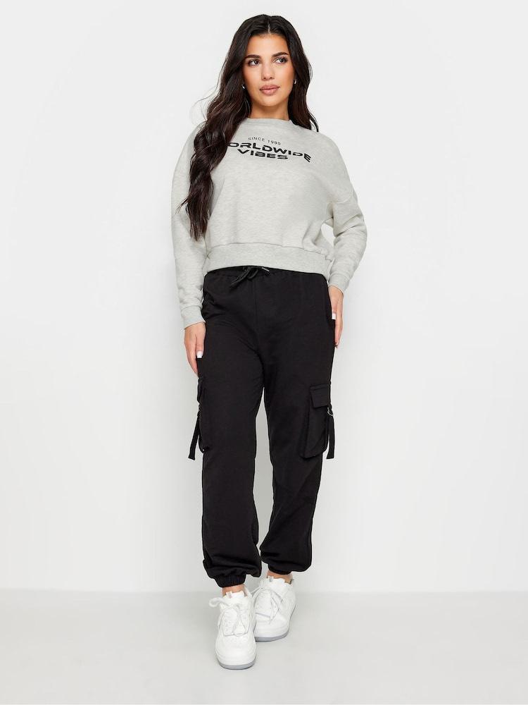 PixieGirl Petite Light Grey California Slogan Cropped Sweatshirt - Image 2 of 5