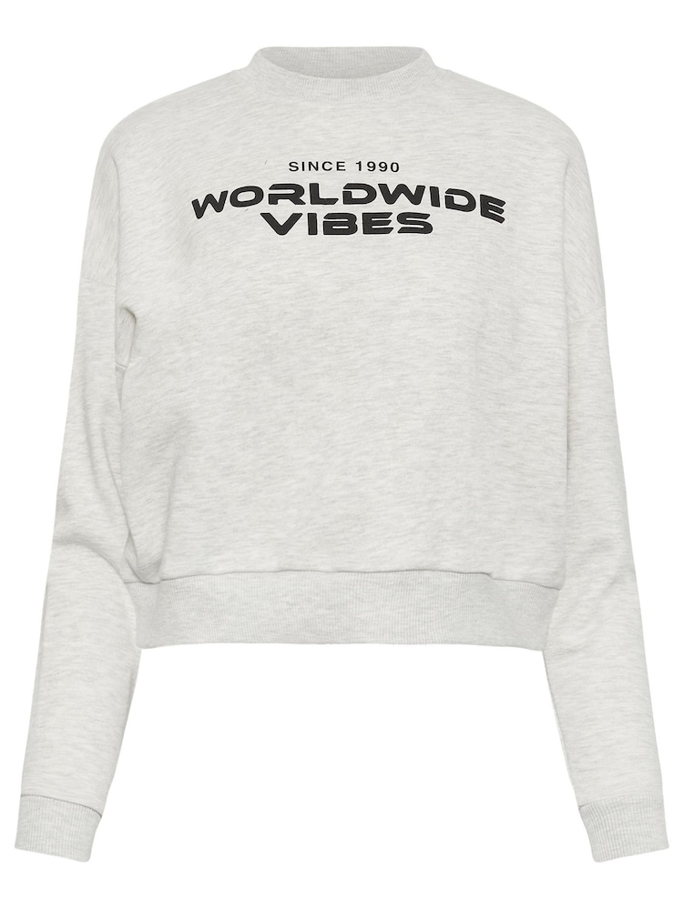 PixieGirl Petite Light Grey California Slogan Cropped Sweatshirt - Image 5 of 5