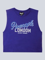 Pineapple Blue Womens 100% Cotton Sleeveless Vest - Image 5 of 5