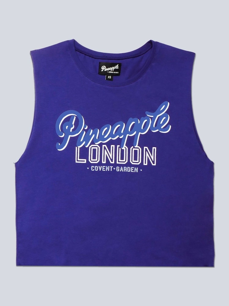 Pineapple Blue Womens 100% Cotton Sleeveless Vest - Image 5 of 5