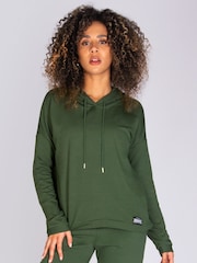 Pineapple Khaki Green Dip Hem Hoodie - Image 1 of 5