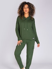 Pineapple Khaki Green Dip Hem Hoodie - Image 2 of 5