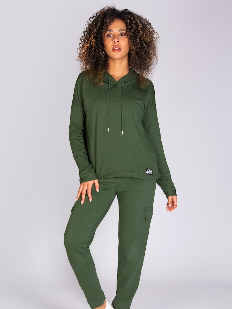 Pineapple Khaki Green Dip Hem Hoodie - Image 2 of 5