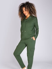 Pineapple Khaki Green Dip Hem Hoodie - Image 3 of 5