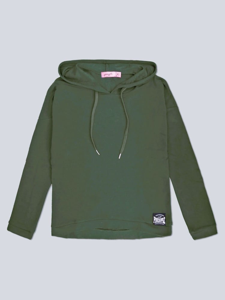 Pineapple Khaki Green Dip Hem Hoodie - Image 5 of 5