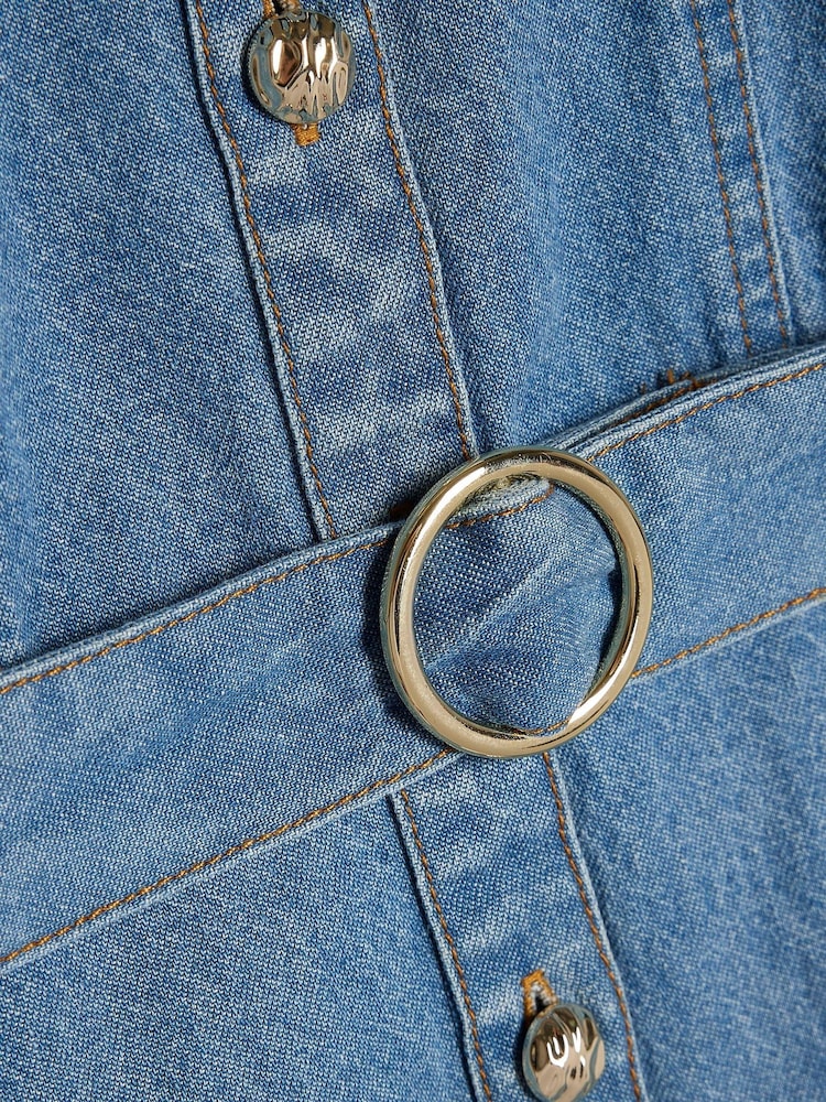 River Island Blue Belted Denim Prom Dress - Image 4 of 4 River Island Blue Belted Denim Prom Dress - Image 4 of 4