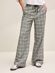 Grey Check Linen Blend Side Stripe Track Trousers - Image 2 of 6