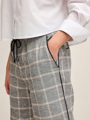 Grey Check Linen Blend Side Stripe Track Trousers - Image 3 of 6