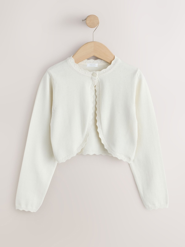 Ecru Occasion Bridesmaid knitted Cardigan Shrug (3mths-16yrs) - Image 1 of 4