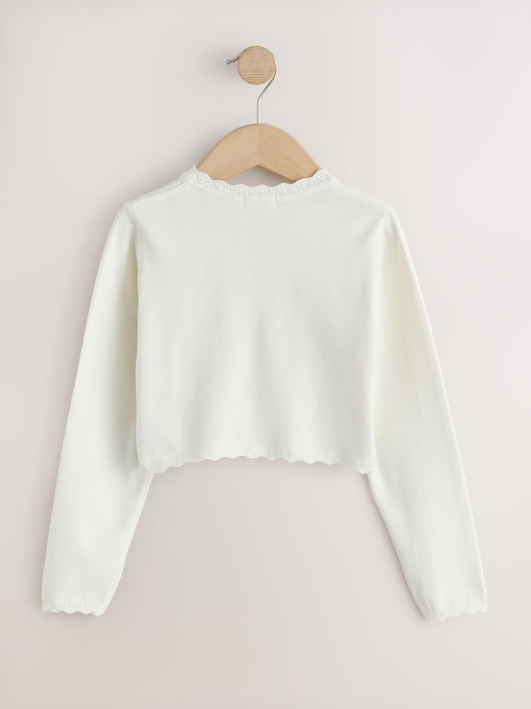 Ecru Occasion Bridesmaid knitted Cardigan Shrug (3mths-16yrs) - Image 2 of 4