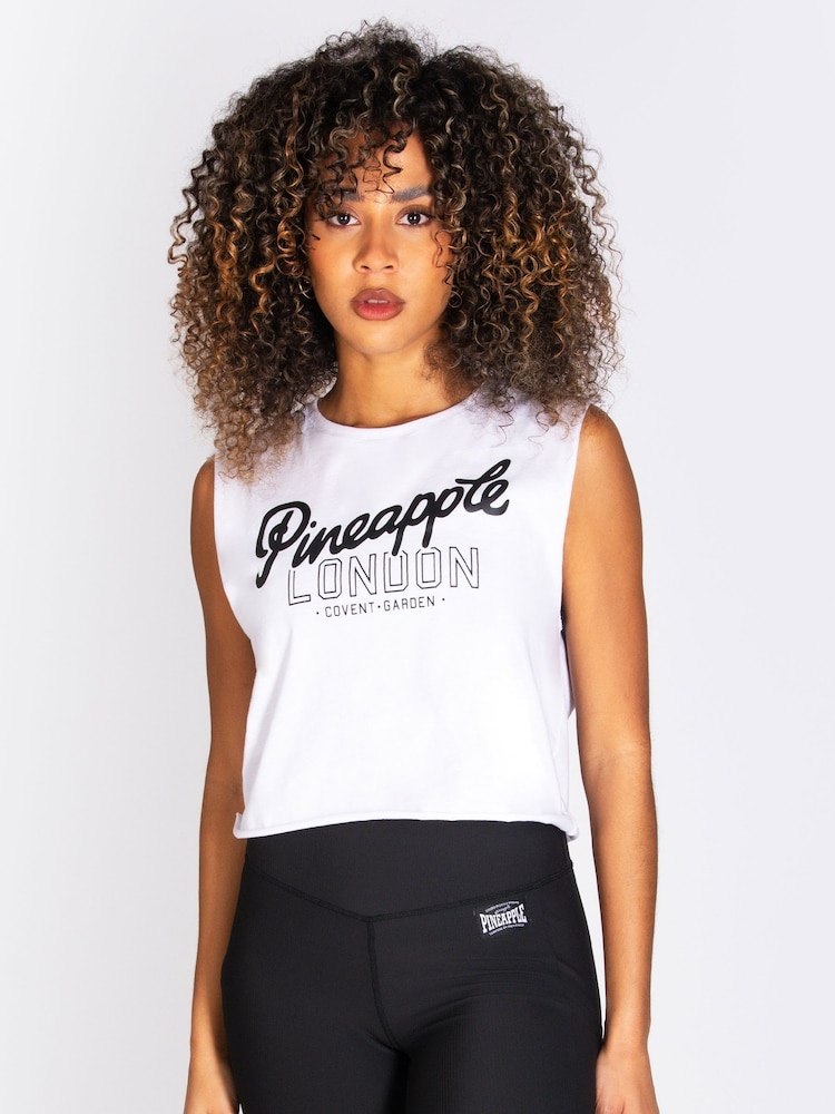 Pineapple White Womens 100% Cotton Sleeveless Vest - Image 1 of 6