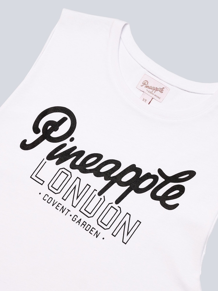 Pineapple White Womens 100% Cotton Sleeveless Vest - Image 6 of 6