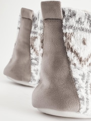 Cream Fairisle Pattern Cosy Slipper Boots - Image 4 of 7