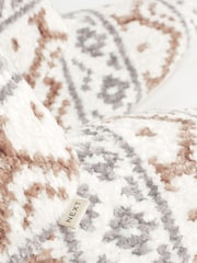 Cream Fairisle Pattern Cosy Slipper Boots - Image 6 of 7