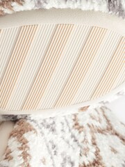 Cream Fairisle Pattern Cosy Slipper Boots - Image 7 of 7