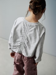Grey Boxy Ruched Back Long Sleeve Cuffed T-Shirt (3-16yrs) - Image 3 of 7