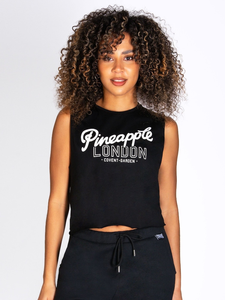 Negro - Camiseta sin mangas para mujer de algodón 100% de Pineapple - Imagen 1 de 6