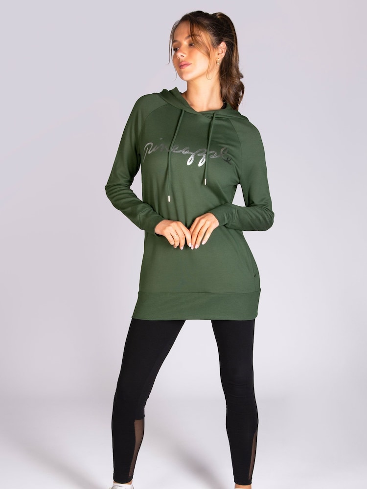 Pineapple Green Womens Longline Hoodie - Image 2 of 6 Pineapple Green Womens Longline Hoodie - Image 2 of 6
