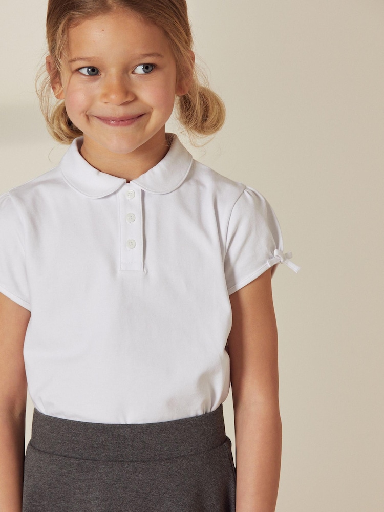 White Cotton Stretch Bow Sleeve Jersey Top (3-16yrs) - Image 1 of 9