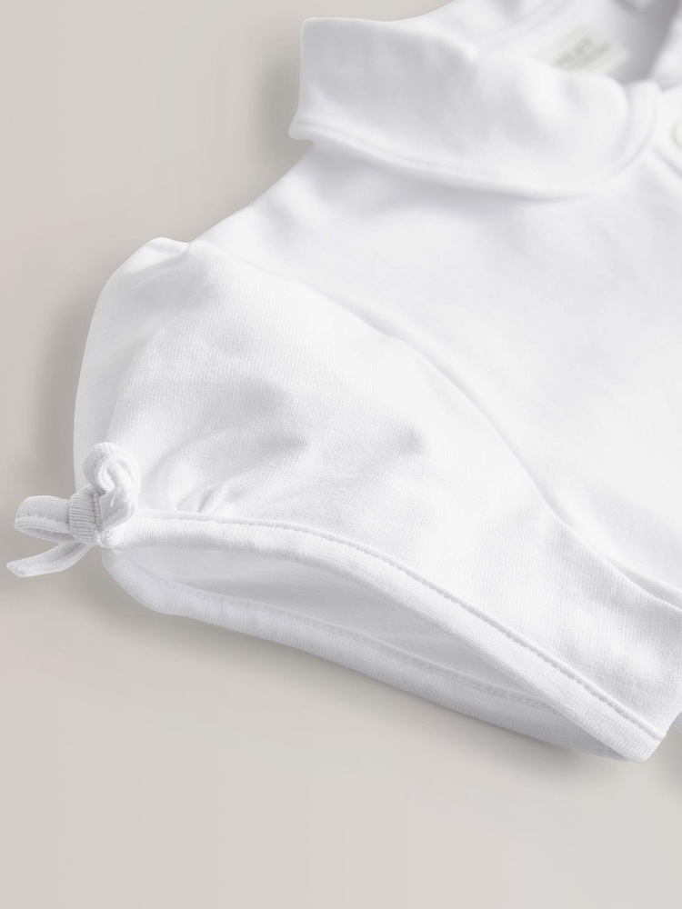 White Cotton Stretch Bow Sleeve Jersey Top (3-16yrs) - Image 9 of 9
