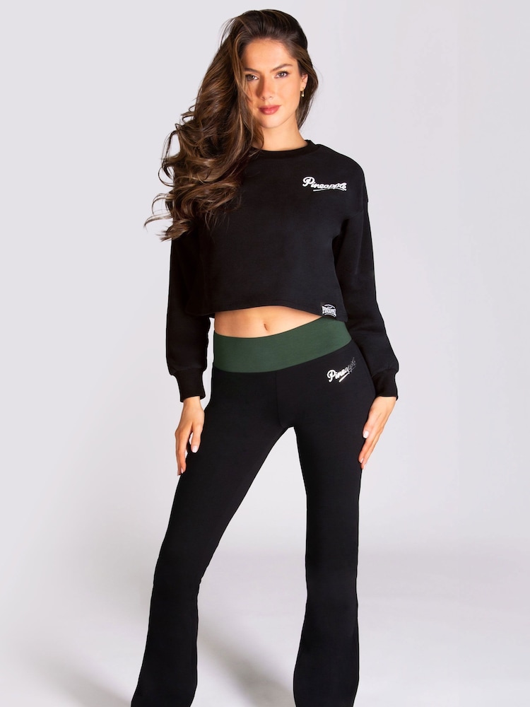 Schwarz - Damen Kurz geschnittenes Sweatshirt mit Logo - Bild 2 von 5 Schwarz - Damen Kurz geschnittenes Sweatshirt mit Logo - Bild 2 von 5