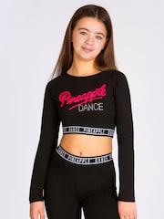Pineapple Black Dance Girls Long Sleeve Crop Top - Image 1 of 6