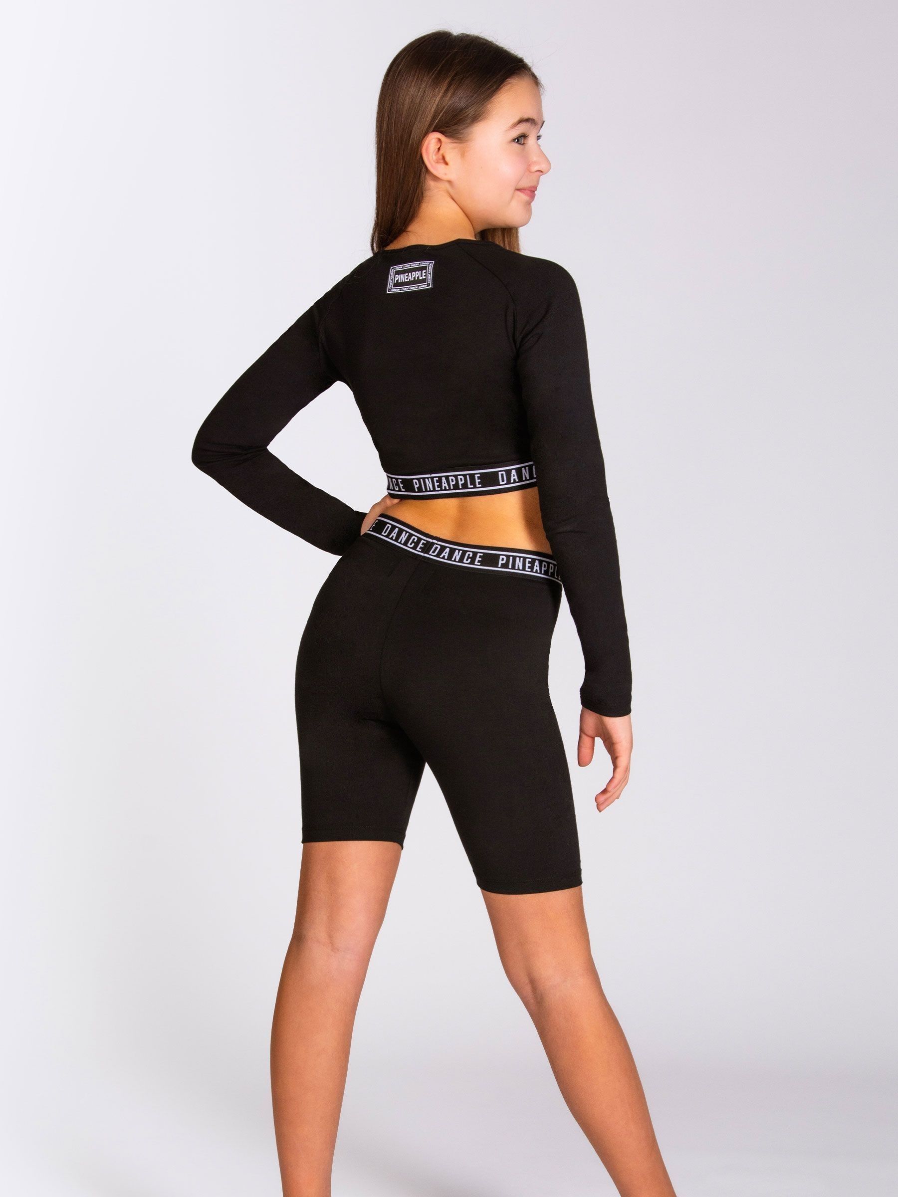 Buy Pineapple Black Dance Girls Long Sleeve Crop Top from Next USA