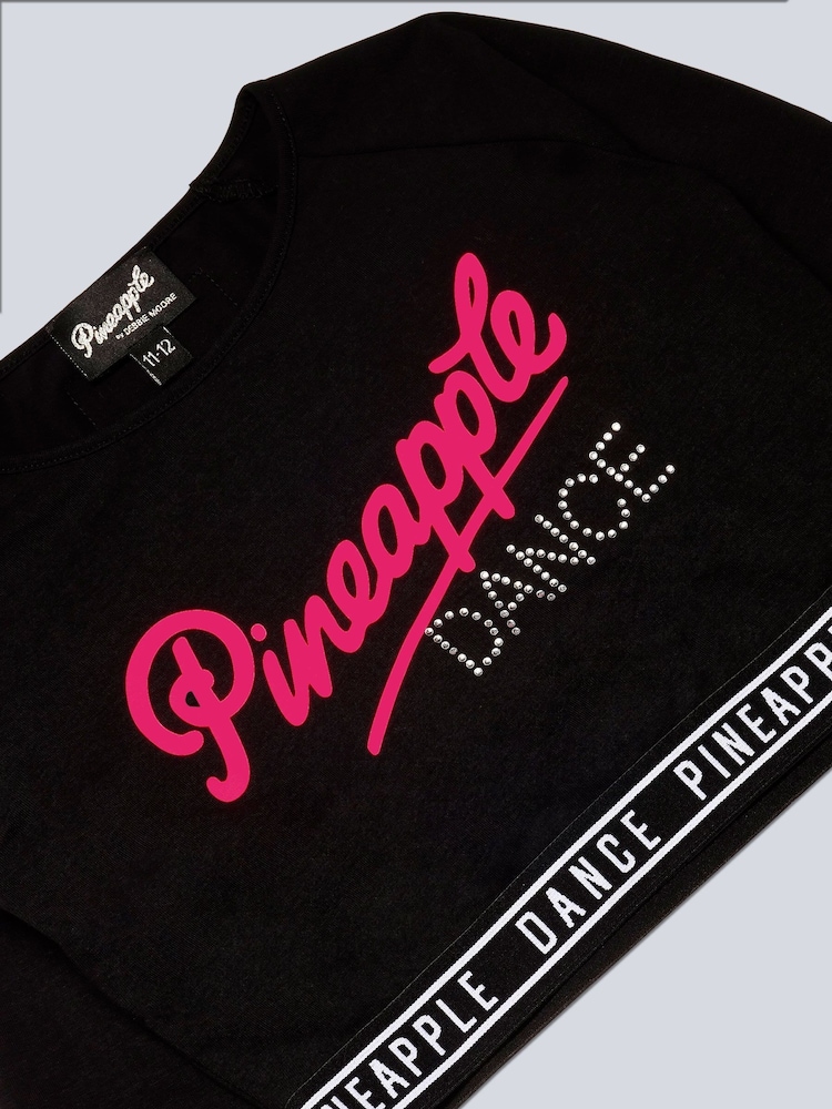 Pineapple Black Dance Girls Long Sleeve Crop Top - Image 6 of 6