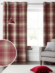 Red Stirling Check Eyelet Lined Curtains - Image 1 of 4