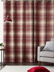 Red Stirling Check Eyelet Lined Curtains - Image 2 of 4