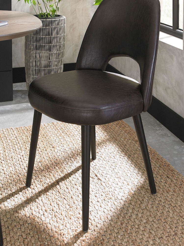 Bentley Designs Set of 2 Brown Vintage Weathered Oak Upholstered Chairs - Image 1 of 4