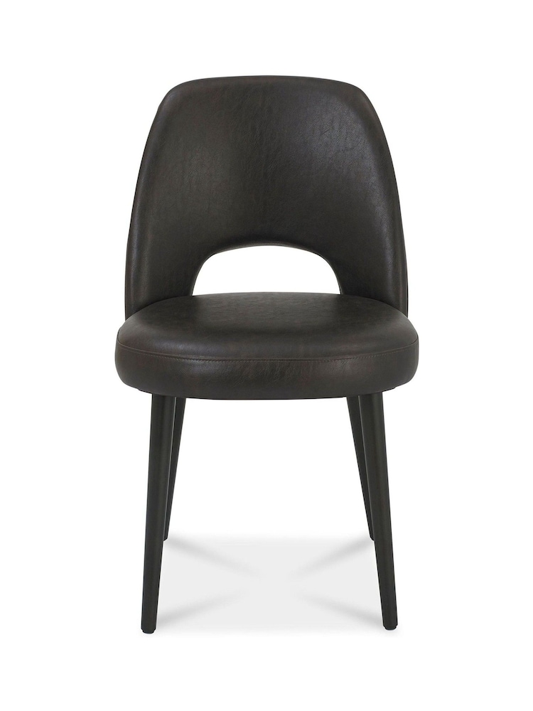 Bentley Designs Set of 2 Brown Vintage Weathered Oak Upholstered Chairs - Image 2 of 4