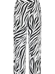 Live Unlimited Curve Mono Zebra Print Wide Leg Black Trousers - Image 4 of 4