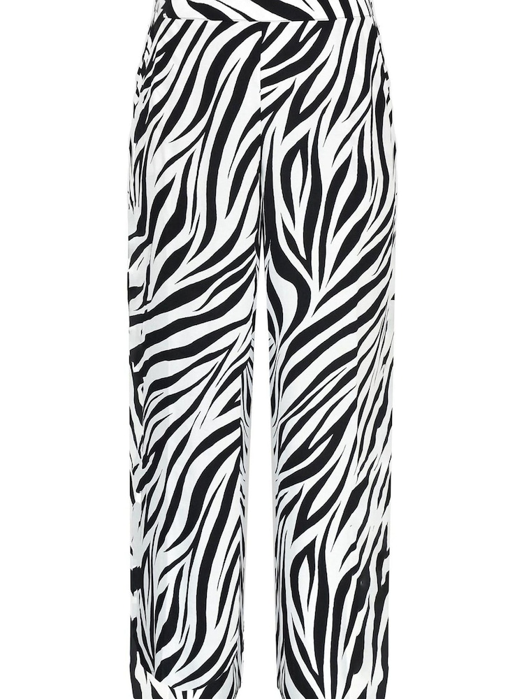Live Unlimited Curve Mono Zebra Print Wide Leg Black Trousers - Image 4 of 4