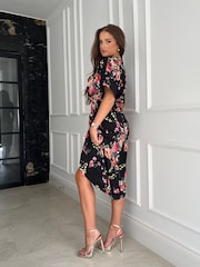 Girl In Mind Black Short Sleeve Chelsea Wrap Dress - Image 4 of 4