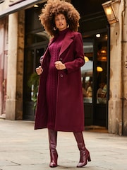 Sosandar Burgundy Red Premium Longline Wool Mix Coat - Image 1 of 5
