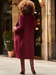 Sosandar Burgundy Red Premium Longline Wool Mix Coat - Image 2 of 5